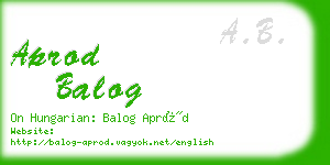 aprod balog business card